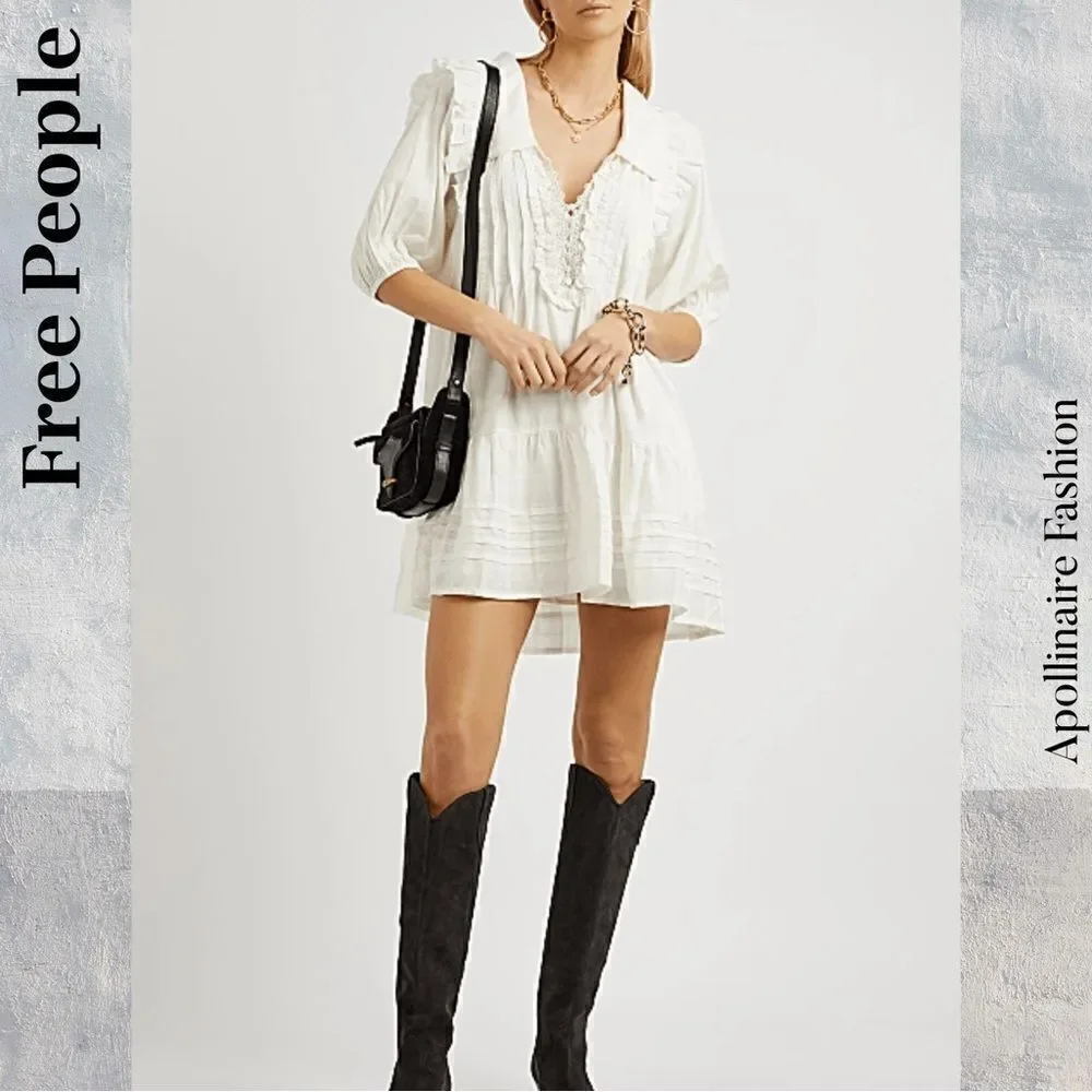 FREE PEOPLE ELORA MINI DRESS IN IVORY XS TP NEW